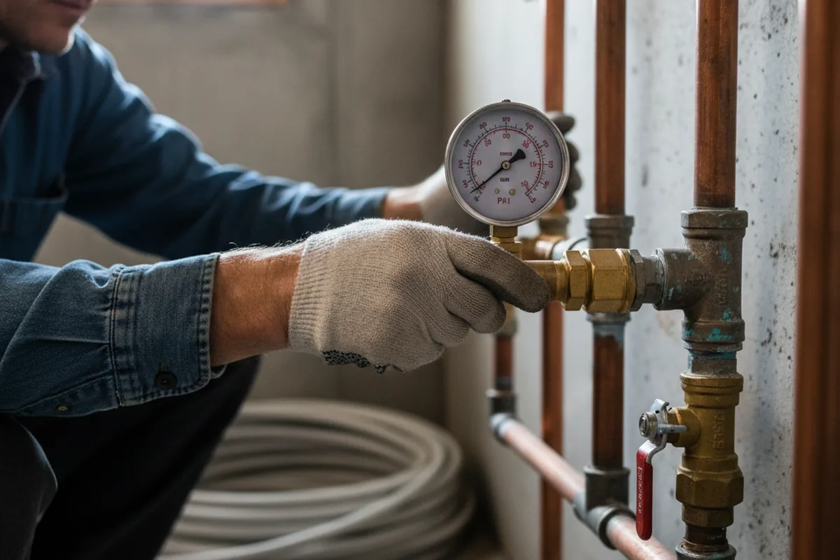 Pressure testing a repaired line during Water Line Repair in Ledyard